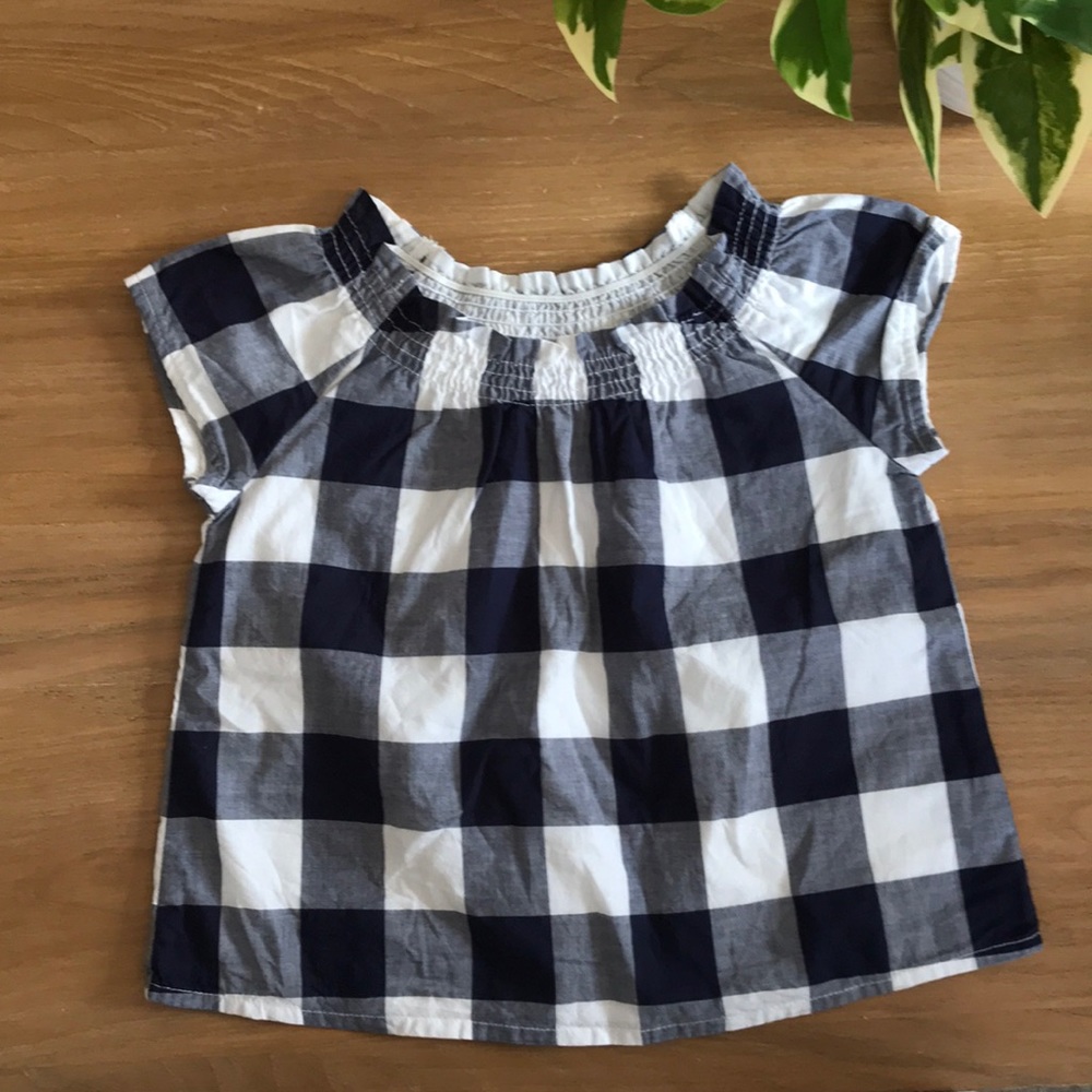 Janie and Jack Gingham Navy Sz 3 Shirt